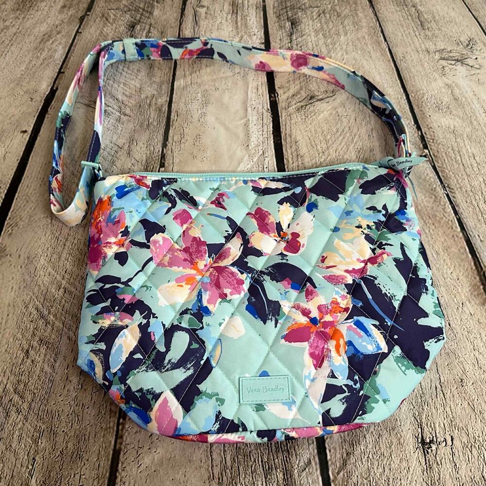 D22 Vera Bradley Blue Quilted Floral Shoulder Bag, Pre-owned
